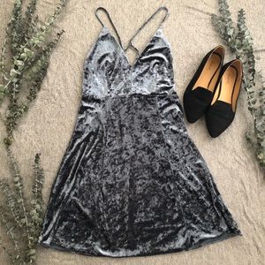 Steel Blue Velvet Dress